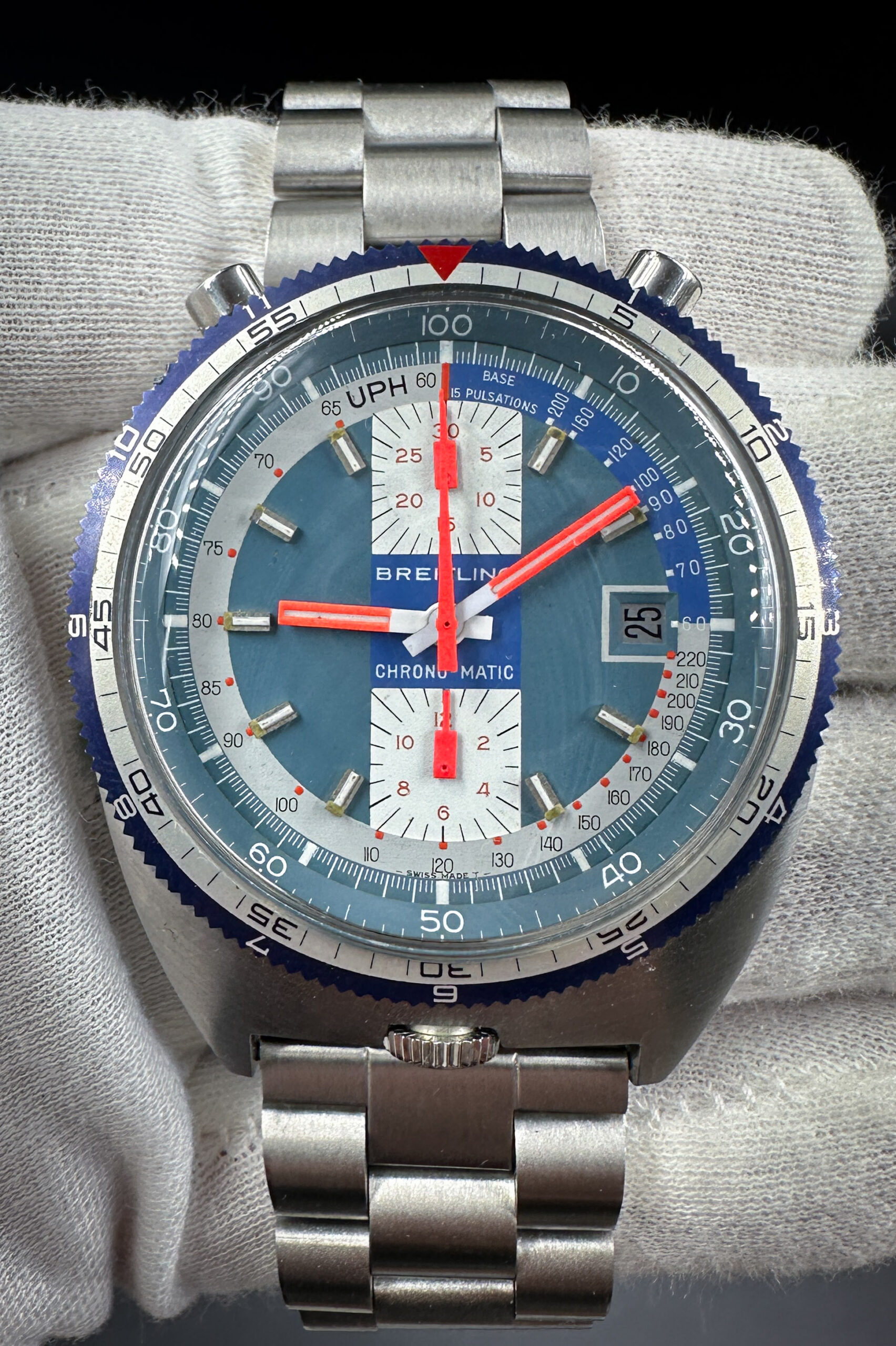 Vintage Breitling Chrono-Matic 2117 "Pult Pupitre" Bullhead Cal. 12 Chronograph