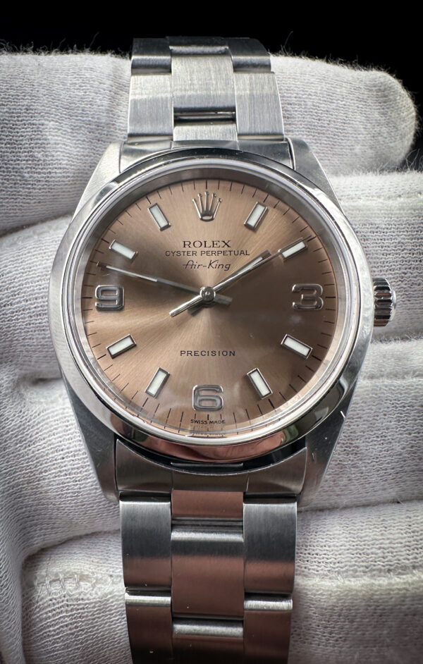 2000 Rolex Air King 5500 Rose / Pink Dial 34mm Stainless Steel Automatic Watch