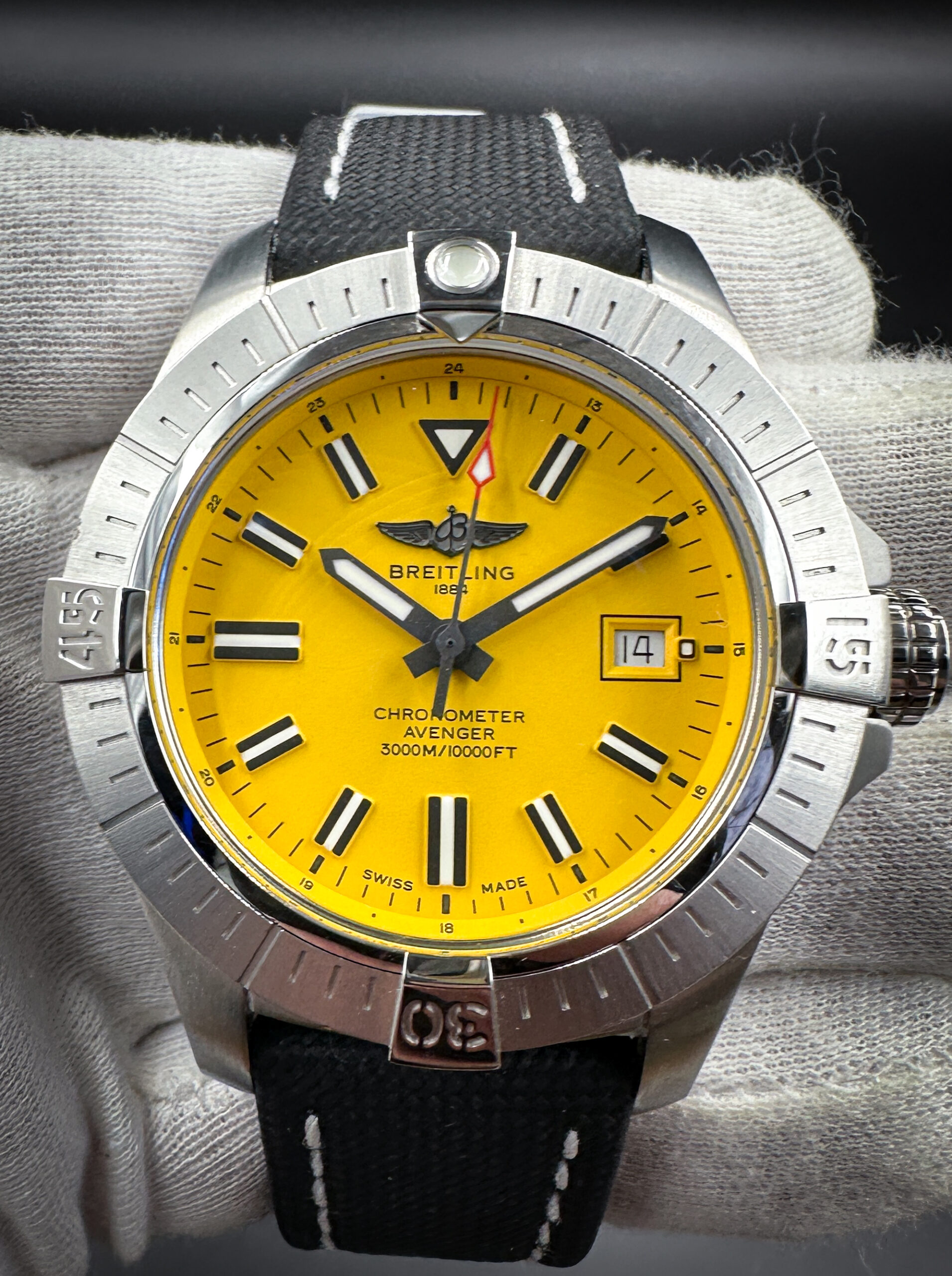 Breitling Avenger Automatic Seawolf 45 Ref. A17319 in a 45mm stainless steel case, featuring the Breitling 17 (ETA 2824-2) automatic movement. This Breitling includes the original case, hang-tag, and booklet.