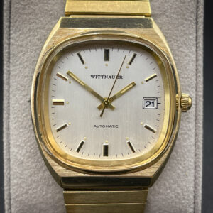 Vintage Wittnauer LN5101 "TV" Men's watch in a 35mm gold-tone case, featuring the 25-Jewel Durowe automatic movement.