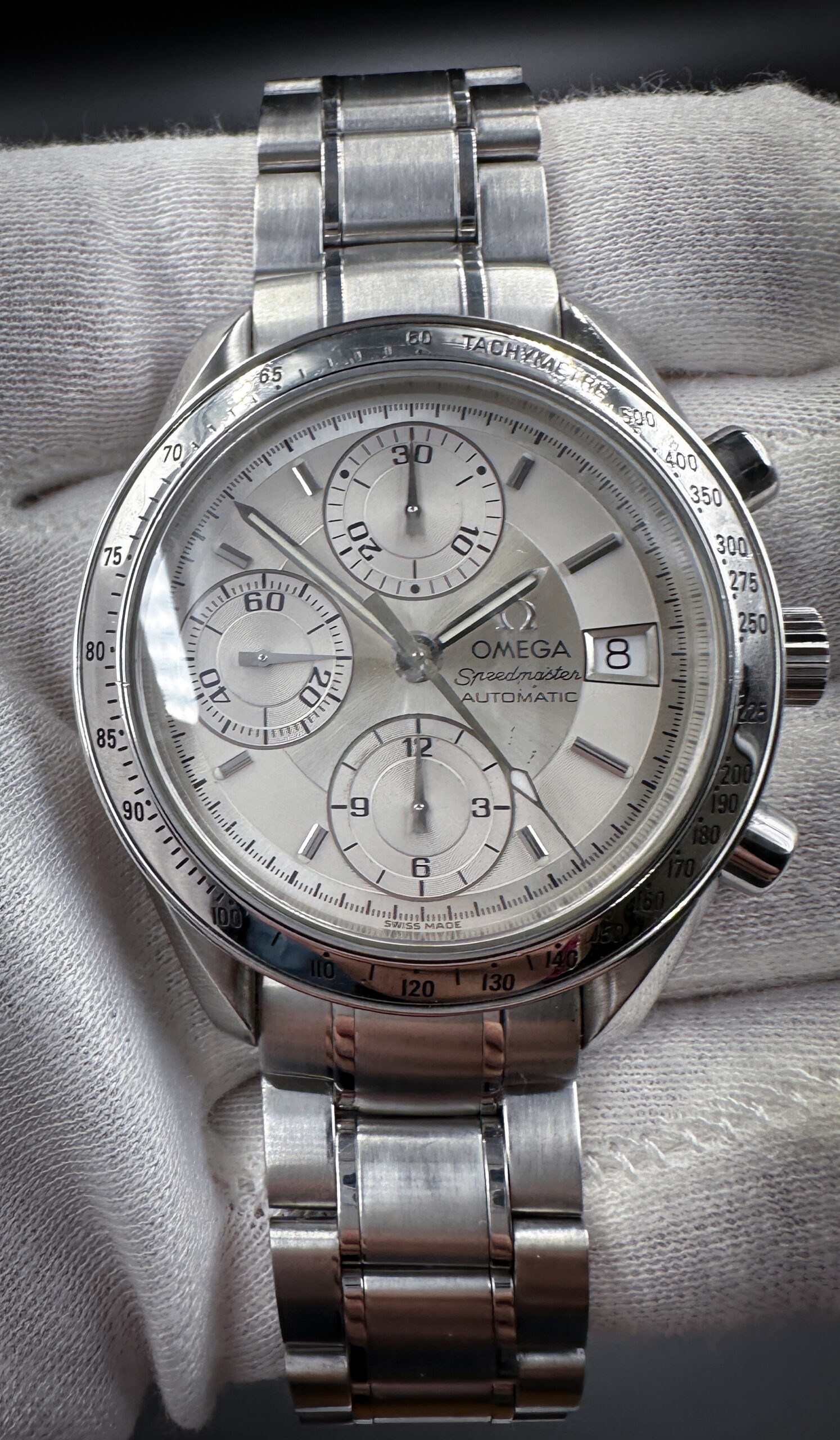 Omega Speedmaster Chronograph 3513.30 White & Silver Dial 39mm w/ Box & Papers