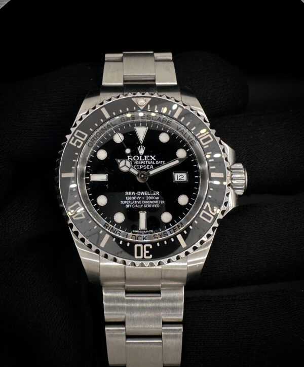 Rolex Sea-Dweller Deepsea 166110 in a 44mm stainless steel case, featuring the Rolex 3135 automatic movement. This Rolex completed service 09/25, Includes: Outer box, inner case; Deepsea Booklet, leatherette wallet; warranty card; and all links. Case Serial Number: G469XXX