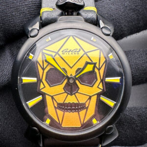 2024 GaGa Milano "Bionic Skull" 5062.015 Limited Edition #079/500 in a 48mm black stainless steel case, featuring an exhibition caseback with hand-wound movement. This GaGa has been tested in excellent working order and is ready to wear or to be added to a collection. Includes: Outer box, inner case, instruction manual, hang-tag, and warranty booklet (2024/3/22). 