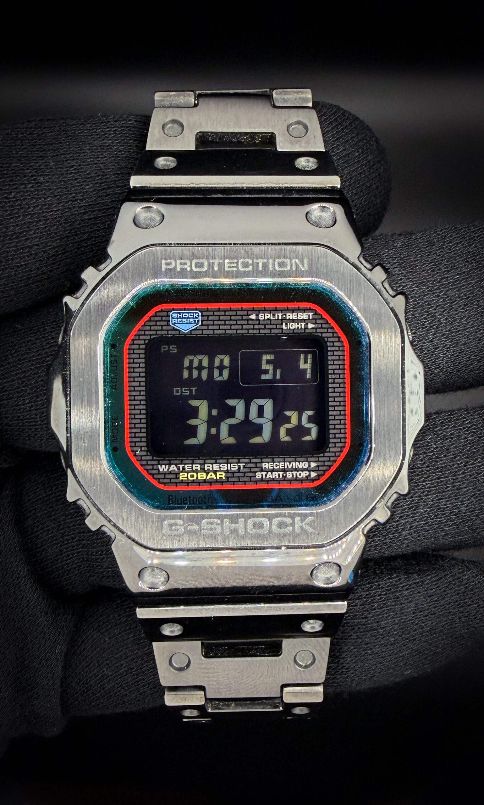 Casio G-Shock Full Metal 5000 Series GMW-B5000BPC-1JF "40th Anniversary" in a full-metal square case, powered by Casio’s Tough Solar quartz module with Multi-Band 6 radio control and Bluetooth connectivity. This watch includes the original factory documentation and cards.