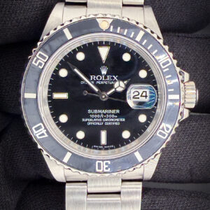 1987 Rolex Submariner Date 168000 "Triple 0" "Ghost Reference" in a 40mm stainless steel case, featuring the Rolex calibre 3035 automatic movement. This Rolex was serviced in May 2026 and has been tested in excellent working order. Includes the outer box and inner case (please note the inner case does not have the insert). Accuracy Testing: +5 SPD / 296 Amplitude / .2ms Beat Error Case Serial Number: 9379XXX The Rolex Submariner ref. 168000 is both very rare and transitional and combines the best elements of both the vintage and modern Rolex Submariner into one complete package. The Rolex Submariner ref. 168000 was only produced in for about 7-9 months between 1987-1988 making it a very rare reference.