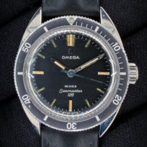 Omega Seamaster 120 “Meister” Reference 535.007, circa 1967, in a beautifully proportioned 37mm stainless steel case powered by the manual-wind Omega caliber 630 movement. Bearing movement serial number 25,960,481, this example dates to the late 1960s and features the exceptionally rare co-signed “Meister” dial — a highly collectible retailer signature from the prestigious Swiss jeweler Meister, seldom seen on Seamaster 120 references.