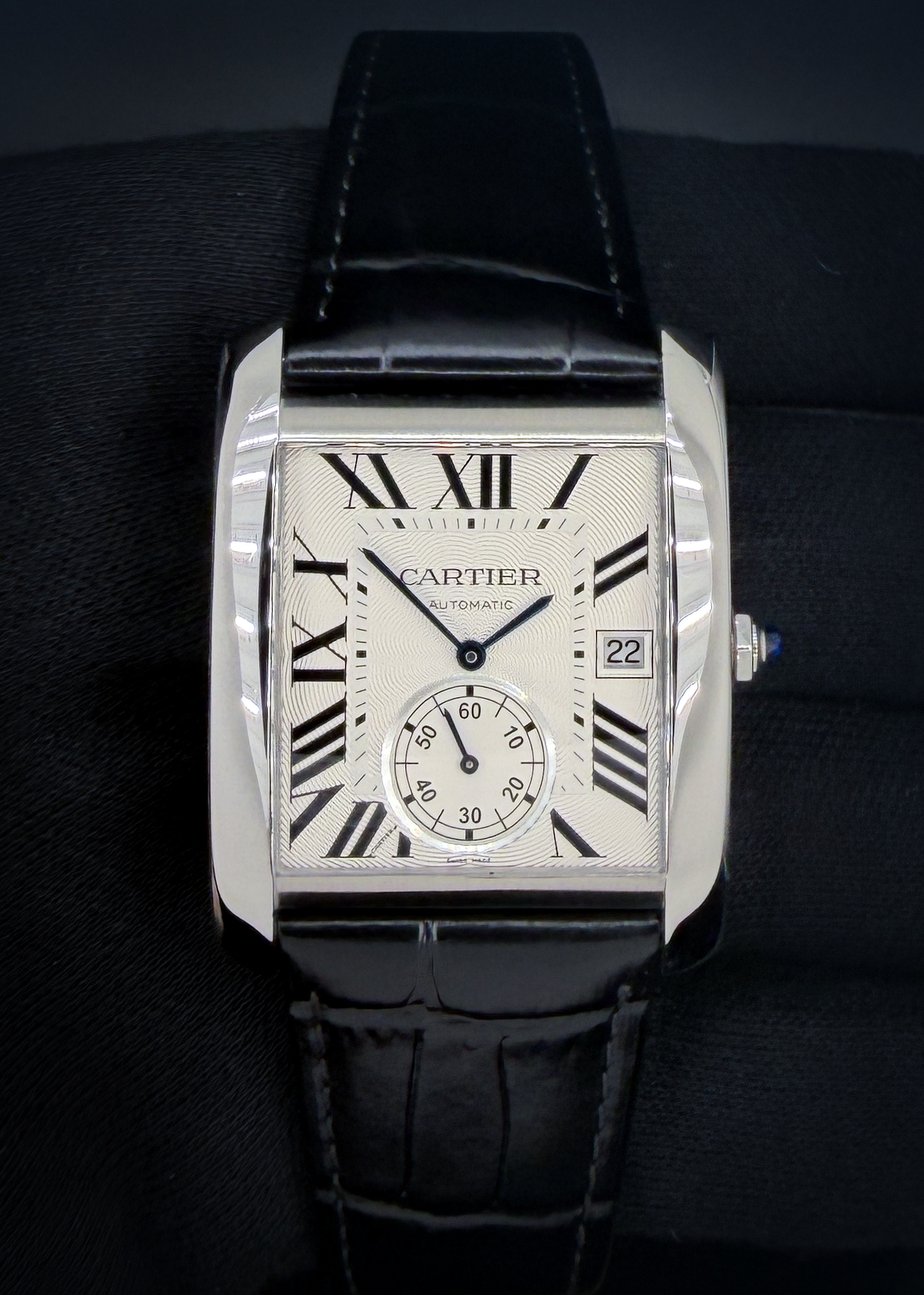 Cartier MC Tank Large Ref. 3589 in a 34x44mm stainless steel case, powered by the Cartier 1904-PS Automatic movement. This Cartier has been tested in excellent working order and is ready for daily wear or to be added to a collection. Caseback Serial Number: 13067XXX