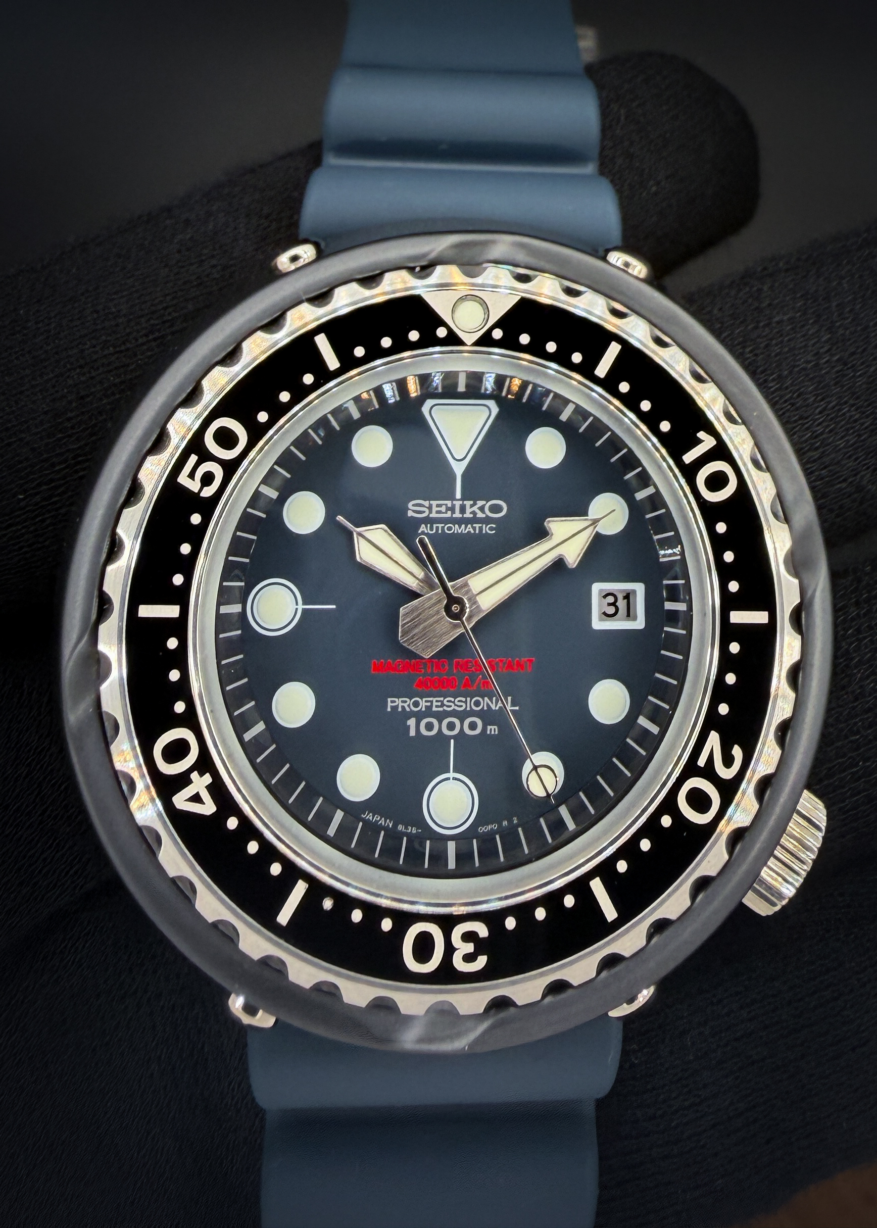 New, Unworn, Seiko Tuna Professional 55th Anniversary SLA041J1, limited edition #456/1100. This watch includes the outer sleeves, case; seals, hang-tags, instruction booklet; receipts; and warranty card dated 06-26-24.